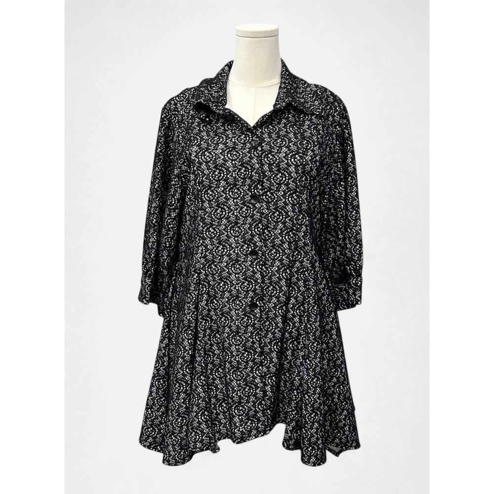 NWT Curvesque 2XL Babydoll Dress Flair Swing Puff Arms Collar Asymmetrical